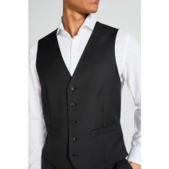 Moss Bros Moss X Cerutti Tailored Fit Black Twill Suit: Waistcoat -Moss Bros shop unnamed file 819
