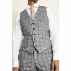 Moss Bros Moss Black Tailored Fit Check Waistcoat -Moss Bros shop unnamed file 830