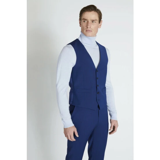 Moss Bros Tailored Fit Royal Blue Suit: Waistcoat 2 Moss Bros Tailored Fit Royal Blue Suit: Waistcoat - Image 2