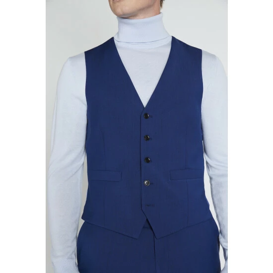 Moss Bros Tailored Fit Royal Blue Suit: Waistcoat 4 Moss Bros Tailored Fit Royal Blue Suit: Waistcoat - Image 4