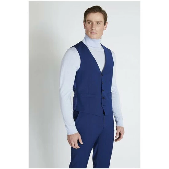 Moss Bros Tailored Fit Royal Blue Suit: Waistcoat 5 Moss Bros Tailored Fit Royal Blue Suit: Waistcoat - Image 5