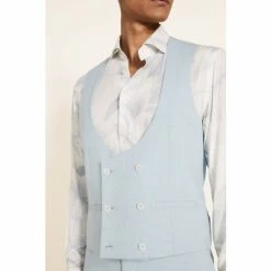 Moss Bros Aqua Blue Slim Fit Waistcoat -Moss Bros shop unnamed file 843