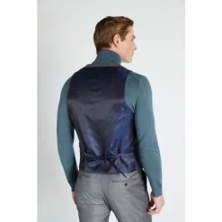 Alternative view of Moss Bros Moss X Reda Slim Fit Grey Sharkskin Suit: Waistcoat