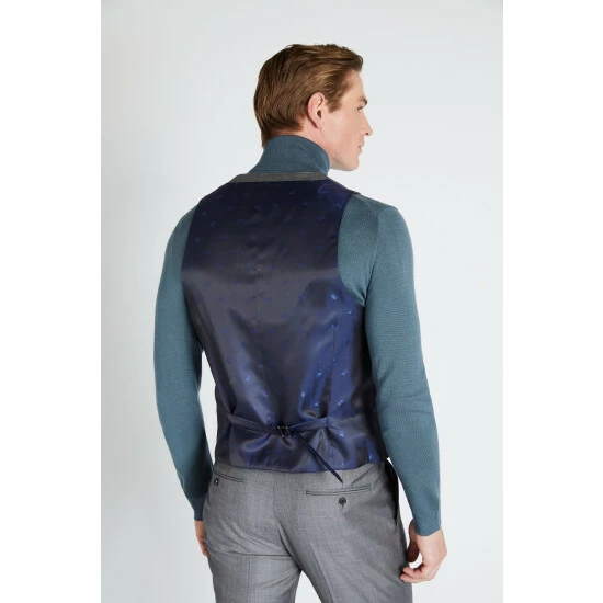 Moss Bros Moss X Reda Slim Fit Grey Sharkskin Suit: Waistcoat 2 Moss Bros Moss X Reda Slim Fit Grey Sharkskin Suit: Waistcoat - Image 2