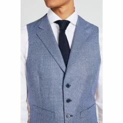 Moss Bros Moss X Barberis Blue Tailored Fit Suit: Waistcoat -Moss Bros shop unnamed file 871