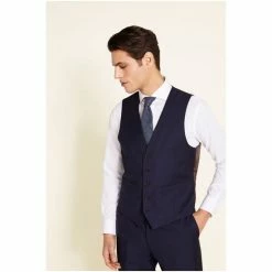 Moss Bros Moss X Zenga Blue Tailored Fit Blue Suit: Waistcoat
