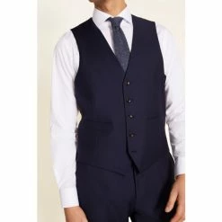 Moss Bros Moss X Zenga Blue Tailored Fit Blue Suit: Waistcoat -Moss Bros shop unnamed file 875