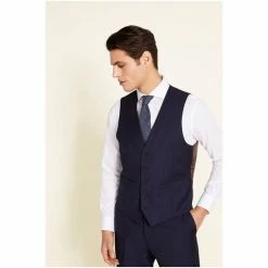 Moss Bros Moss X Zenga Blue Tailored Fit Blue Suit: Waistcoat -Moss Bros shop unnamed file 876