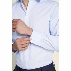 Moss Bros Moss Regular Fit Sky Poplin Single Cuff Shirt -Moss Bros shop unnamed file 88