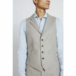 Moss Bros Moss X Barberis Taupe Flannel Suit: Waistcoat 6 Moss Bros Moss X Barberis Taupe Flannel Suit: Waistcoat -Moss Bros shop unnamed file 883