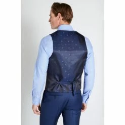 Alternative view of Moss Bros Moss X Reda Slim Fit Blue Sharkskin Suit: Waistcoat