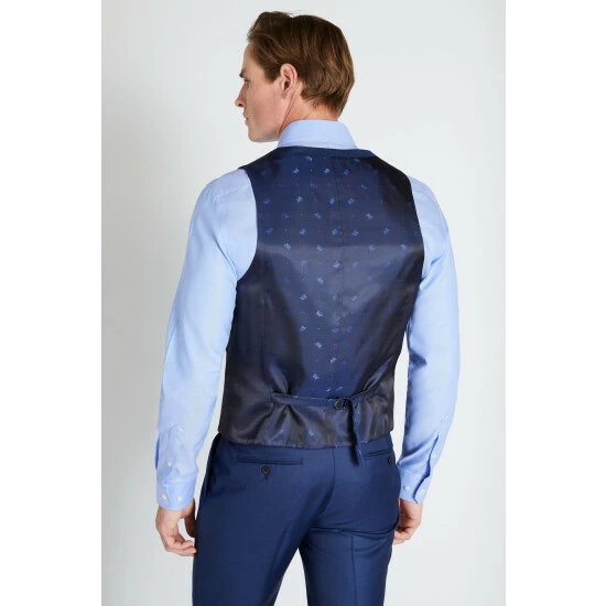 Moss Bros Moss X Reda Slim Fit Blue Sharkskin Suit: Waistcoat 2 Moss Bros Moss X Reda Slim Fit Blue Sharkskin Suit: Waistcoat - Image 2