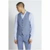 Moss Bros Sky Blue Slim Fit Texture Suit: Waistcoat