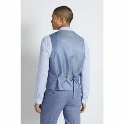 Moss Bros Sky Blue Slim Fit Texture Suit: Waistcoat -Moss Bros shop unnamed file 890