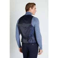 Alternative view of Moss Bros Moss X Reda Blue Slim Fit Twill Suit: Waistcoat
