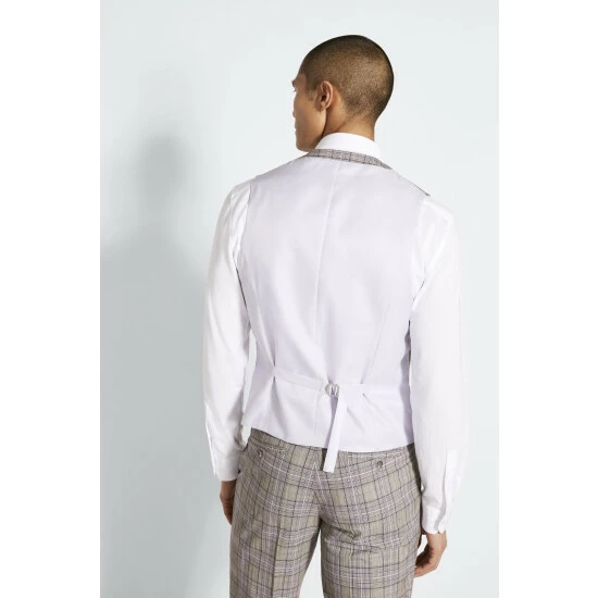 Moss Bros Black Slim Fit Check Suit: Waistcoat 2 Moss Bros Black Slim Fit Check Suit: Waistcoat - Image 2