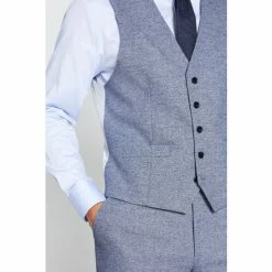 Moss Bros Blue Regular Fit Ice Blue Flannel Waistcoat -Moss Bros shop unnamed file 907