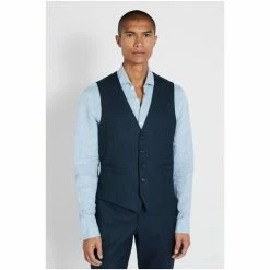 Moss Bros Moss Green Tailored Fit Hunter Flannel Suit: Waistcoat