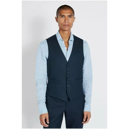 Moss Bros Moss Green Tailored Fit Hunter Flannel Suit: Waistcoat 1 Moss Bros Moss Green Tailored Fit Hunter Flannel Suit: Waistcoat