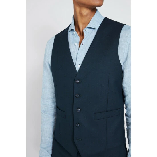 Moss Bros Moss Green Tailored Fit Hunter Flannel Suit: Waistcoat 3 Moss Bros Moss Green Tailored Fit Hunter Flannel Suit: Waistcoat - Image 3