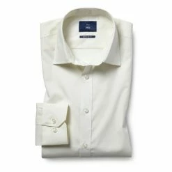 Moss Bros Moss Regular Fit Ivory Poplin Single Cuff Shirt 3 Moss Bros Moss Regular Fit Ivory Poplin Single Cuff Shirt -Moss Bros shop unnamed file 94