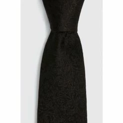 Moss Bros Black Floral Silk Tie