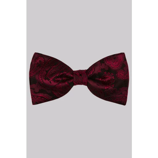 Moss Bros Moss Red Paisley Silk Bow Tie 1 Moss Bros Moss Red Paisley Silk Bow Tie