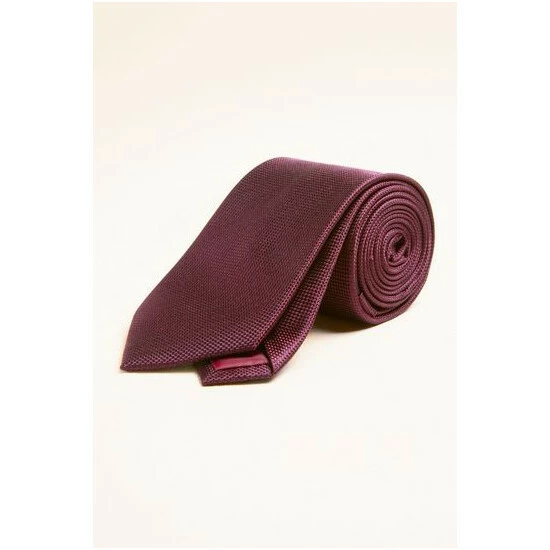 Moss Bros Moss Burgundy Red Plain Natte Silk Tie 3 Moss Bros Moss Burgundy Red Plain Natte Silk Tie - Image 3