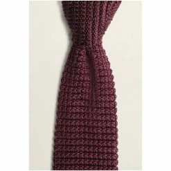 Moss Bros Moss Red Wine Knitted Silk Tie -Moss Bros shop unnamed file 992